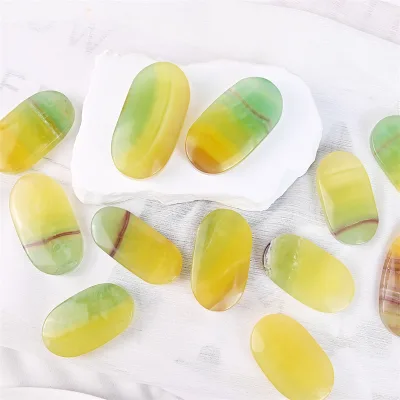 Wholesale Crystals Stones High Quality Crafts Natural Mango Fluorite Palm Stone for Gifts