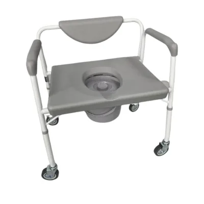Bliss Medical Hospital Adult Patient Bucket Toilet Large Seat Plate Potty Welded Commode Chair with Wheels