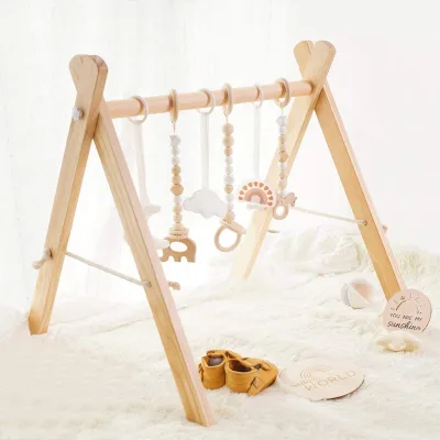 Educational Wooden Baby Gym Toys for Play Activity With Hanging Toys for Sensory and Motor Skill Development Language Discovery