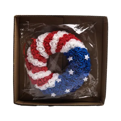 HFlora Factory Direct New Design PE Flower with American Flag Logo Design Wreaths for Christmas Celebration