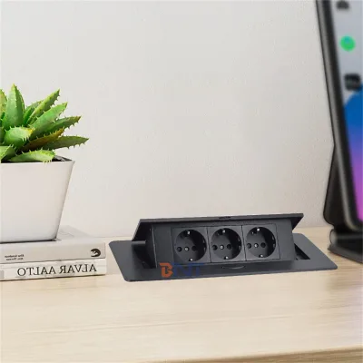 Flush Mountable France 16A Tower Power Strip, 3 Outlet Extension Socket