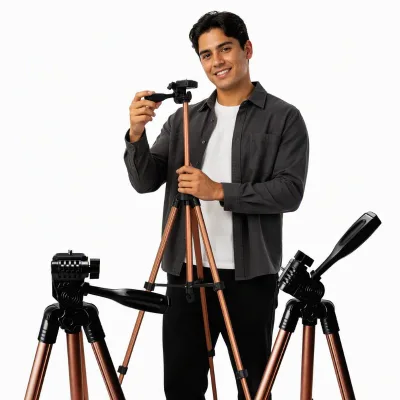 1.4M Aluminum Folding Tripod for Video Cameras-360 Panorama Flip Lock Portable Design
