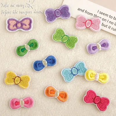 Colorful Bow Embroidery Patch Mini Iron on Patch for Hat Decoration Heat Pressed Embroidered Patches for Clothing