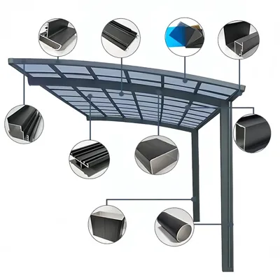 Aluminium Sun Protection Car Shelter Carport Outdoor Aluminium Pc Sheet Carport Sunroof Roof Garden Waterproof Carport