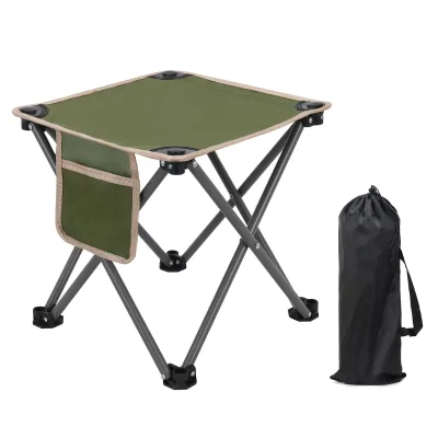 Opliy Stainless Steel Square Camping Stool Folding Chair Portable Camping Fishing Hiking Gardening Beach Seat Carry Bag