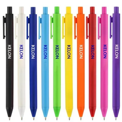 Macaron-colored Matte Spray-glue Click-type Promotional Ballpoint Pen Custom Printed Advertising Plastic Promotional Custom Pen