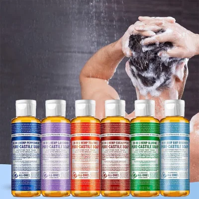 High Concentration Organic Plant-Based Ingredients Castile Liquid Soaps for Face Body Hair Pets Cleaning Smooth & Creamy Lather