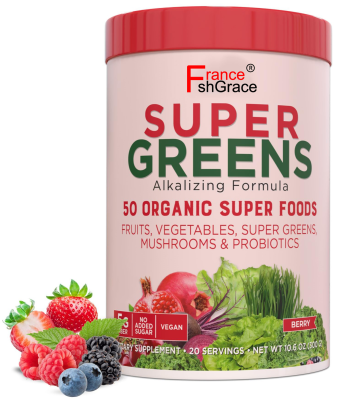 Organic Super Greens Natural Flavor Fruits  Vegetables Mushrooms Probiotics Supports Energy  Super Greens Powder