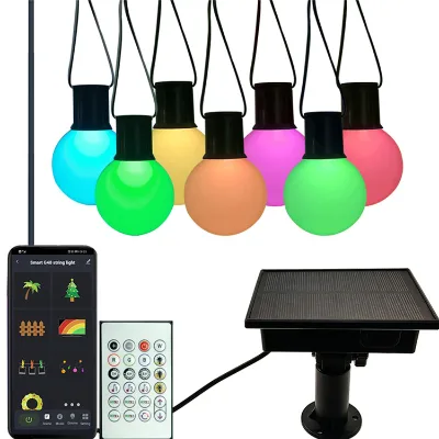 G40 RGB Solar String Lights Outdoor Waterproof Smart App Street Garden Decoration Christmas Holiday Lights