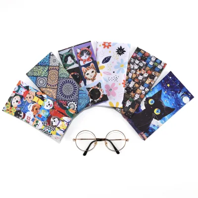 Hot Sale Custom New Cat Print PU Leather Glasses Bag Fashionable Rectangle Glasses Sunglasses Pouch