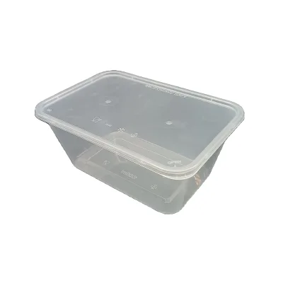 650ml Disposable Square PP Plastic Food Container with Microwave-Safe Lid for Candy Nuts & Jelly Packaging