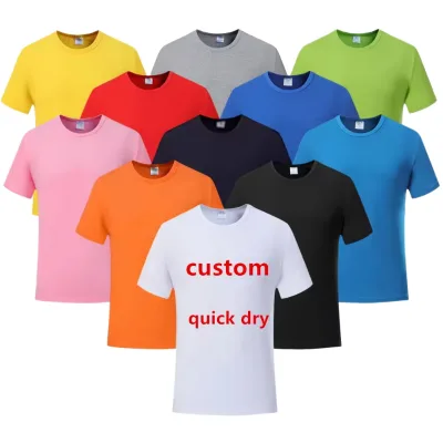Sublimation Shirts 100% Polyester Cotton Feel Casual Satin Custom Logo Mens Wholesale Blank T-Shirts Printing