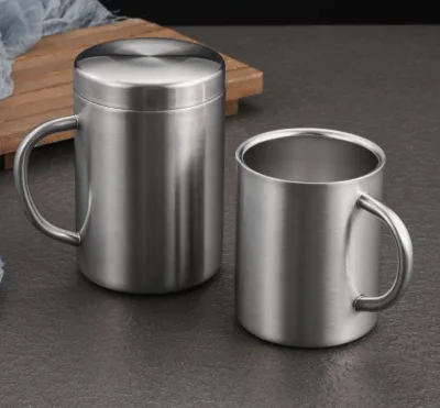 SUS 304 Stainless Steel Coffee Mug with Handle 200ml 300ml 400ml Metal Tea Cup Drinkware for Home Office Outdoor Camping