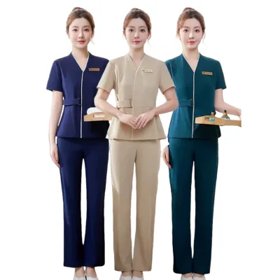 Hot Sale Female Beauty Salon Uniforms Custom Anti Wrinkle Spa Uniform for Beauticians Hot Sale Hotel Uniforms