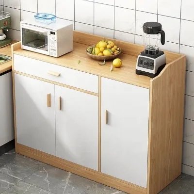 White Wood Sideboard Buffet Cabinet with Drawer Double Door Shelf Two Tone for Dining Room Kitchen Storage Living Room Crédence