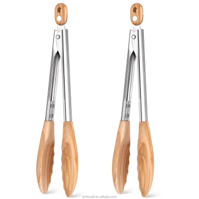 Wooden Tongs for BBQ Salad Toaster  Bread  Pickles Locking Kitchen Tongs for Cooking Serving Salad Flipping Burger Grilling