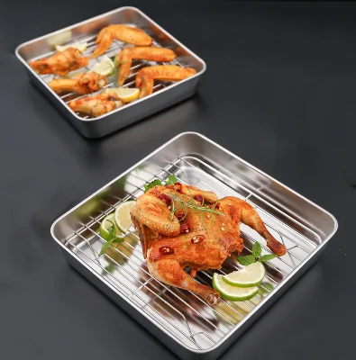 Kitchen Deep Square Shape Baking Trays Food Grade SUS304 Thick Gauge Warp Resistant Bakeware Baking Pan