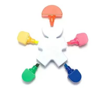 Custom logo Promotional Five-color Fluorescent Pen for Cartoon Style