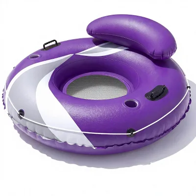 Inflatable River Tube with Mesh Bottom Puncture-Resistant Towable Tube for Beach Lake Rafting Fun