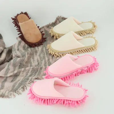 Warm Eco-Friendly Durable Cotton Solid Color Floor Slippers Detachable Washable for Lazy People Home Use Couple Bedroom Cleaning