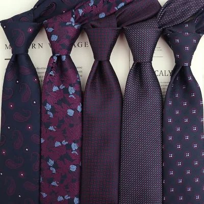 Purple Pattern Tie Men and Gentlemen Business Retro Cashew Flower Leaf Pattern Jacquard Hand Tie