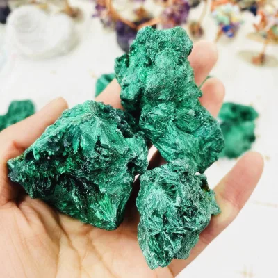 Wholesale High Quality Velvet Raw Crystal Cluster Malachite Stone Mineral Specimen for Collectibles Decoration