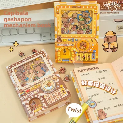 Capybara Twist Egg Machine Mini Pocket Notebook for Children Portable Sewing Binding Kapibara Mechanism Handbook Birthday Gift
