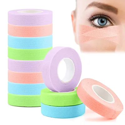 Eyelash Tape 9M Breathable Eyelash Extension Paper Tape Colorful Non-woven Cloth Adhesive Patches Under Eye Pads