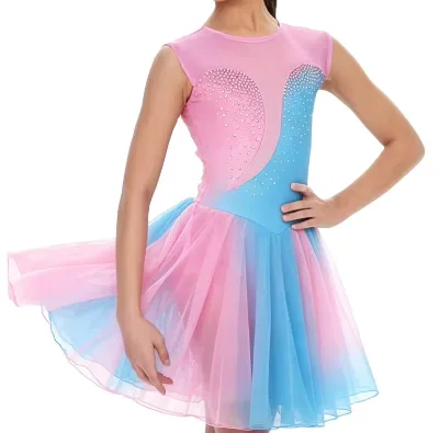 Rhythmic Dress, Custom Handmade Crystal Design, High Stretch Spandex for Professional Competitions
