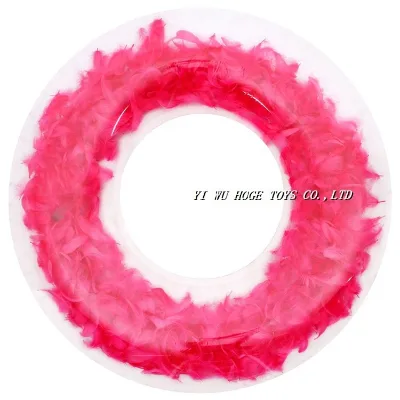 Factory Sale Inflatable Transparent Swim Ring with Red Feathers Inside