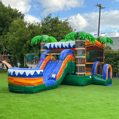 Adult Kids Tropical Inflatable Water Bounce House Bouncer Bouncy Castle Combo Jumping Commercial Bounce House for Party