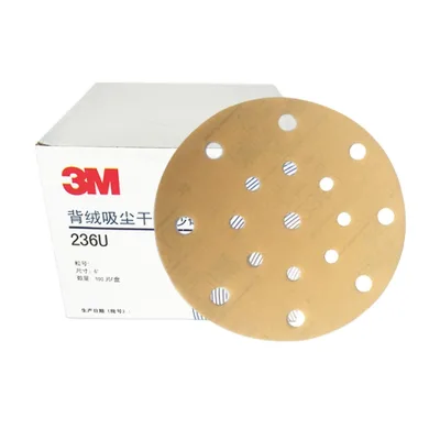 3M 236U Sanding Paper 6 Inch 17 Holes Velcro Backed Disc for Woodworking Metal Surface Grinding