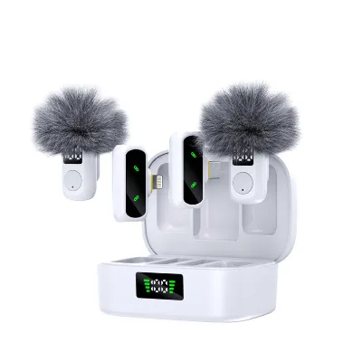 QY88 Latest AI Noise Reduction Recording Microphone with 2 Mic 2 Receiver Digital Display Mini Wireless Lavalier Microphone