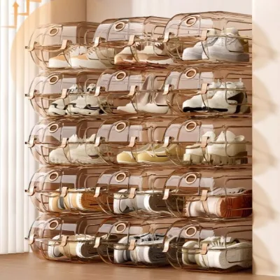 Minimalist Clear Plastic Shoe Box Dustproof Space Saving Storage Organizer for Closet Wardrobe Durable