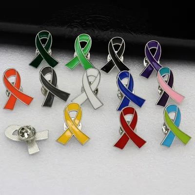 Wholesale Awareness Ribbon Enamel Lapel Pins, Metal Advocate Brooch with Butterfly Clasp for Charity Events Fundraising