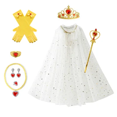 Girl Sequin Hooded Cloak Snow Queen Matching Princess Cape Cloak Halloween Christmas Costume Children Cosplay Princess Props