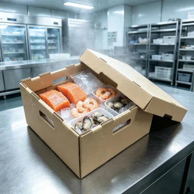 Premium Waxed Corrugated Carton Waterproof Vegetable Fruit Seafood Meat Packaging Heavy Duty Customizable Reusable