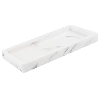 Luxury Natural Marble Stone Serving Tray Customized Rectangle White Marble Trays for Bathroom Jewelry Display