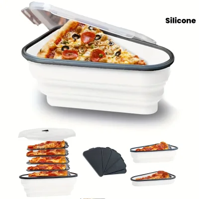 1pc Space-saving Silicone Pizza Storage Container With 5 Microwavable Serving Trays - Reusable,collapsible Design