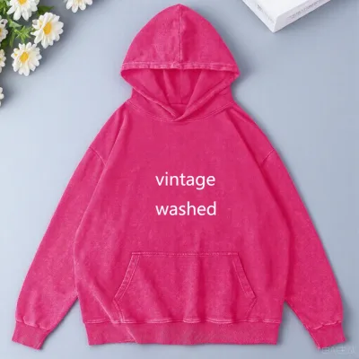 Customizable Acid Wash Long Length Sweatshirt For Women