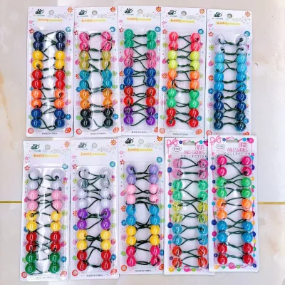 Acrylic African Colorful Double Beaded Ball Hair Ties Bobbles Elastic Hair Bands for Girls Women Ponytails Braids
