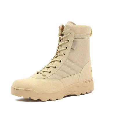 Men's Unisex High-Top Casual Boots Breathable Tactical Boots Waterproof Leather Upper Rubber Outsole Outdoor Winter Use