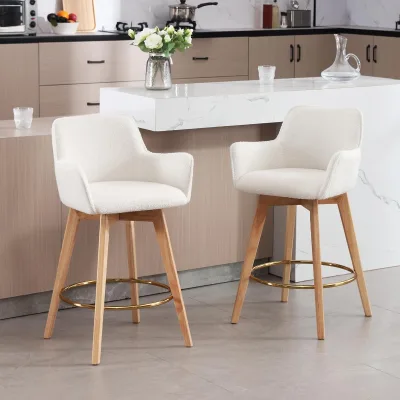 White OEM ODM Fabric Wood Manufacture bar Chair Modern Counter Height Stools Barstools for Kitchen Dining Party