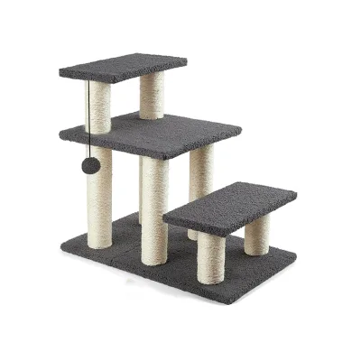 Eco-Friendly Wood & Sisal Multi-Layer Cat Climbing Tree with Modern Ceiling Design for Small Animals