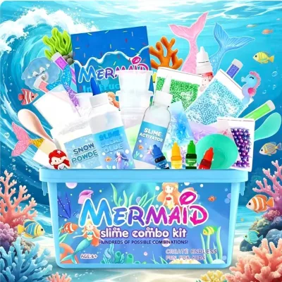 Wholesale Luminous Powder Full Accessories Portable Storage Box Family Handmade Toy Mermaid Slime Kit 6-Color Plasticine for All