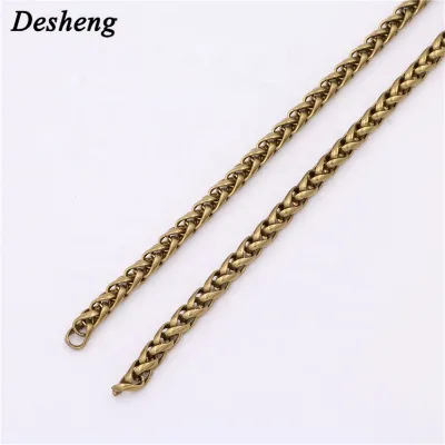 Customized Length Logo Fashion Key Chain Strap Gold Plated Brass Chain for Handbag