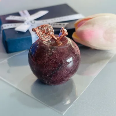 DIY Crystal Mahogany Obsidian Apple Carving