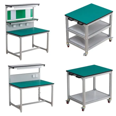 Esd Assembly Line Aluminum Working Table Workshop Tool Anti Static Computer Repair Portable Workbench