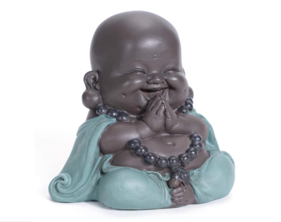 Laughing Buddha Smiling Little Buddha Ceramic Buda Statue Little Monk Figurine Cute Baby Buddha for Home Office Car Decors Gift