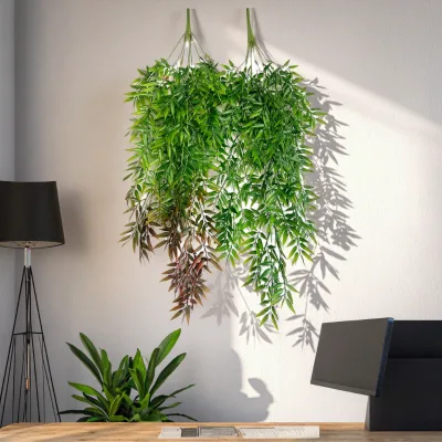 Plastic Bamboo Leaves Hanging Strip Artificial Plants 90cm Long Wall Mounted Eco-Friendly Durable Home Landscaping Decorative
